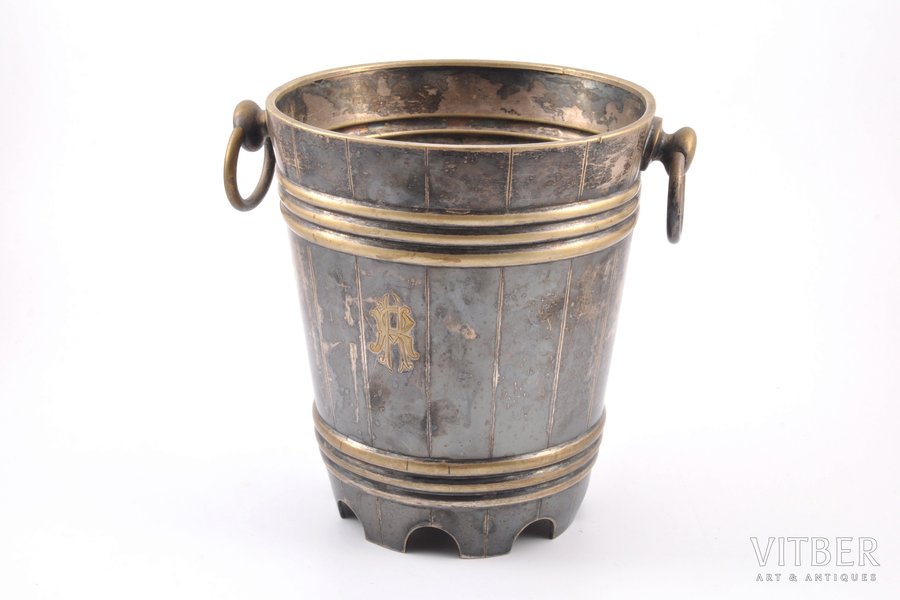 bucket for shampagne, Norblin & Co, Warszawa, silver plated, Russia, Congress Poland, 1872-1883, h 20.7 cm