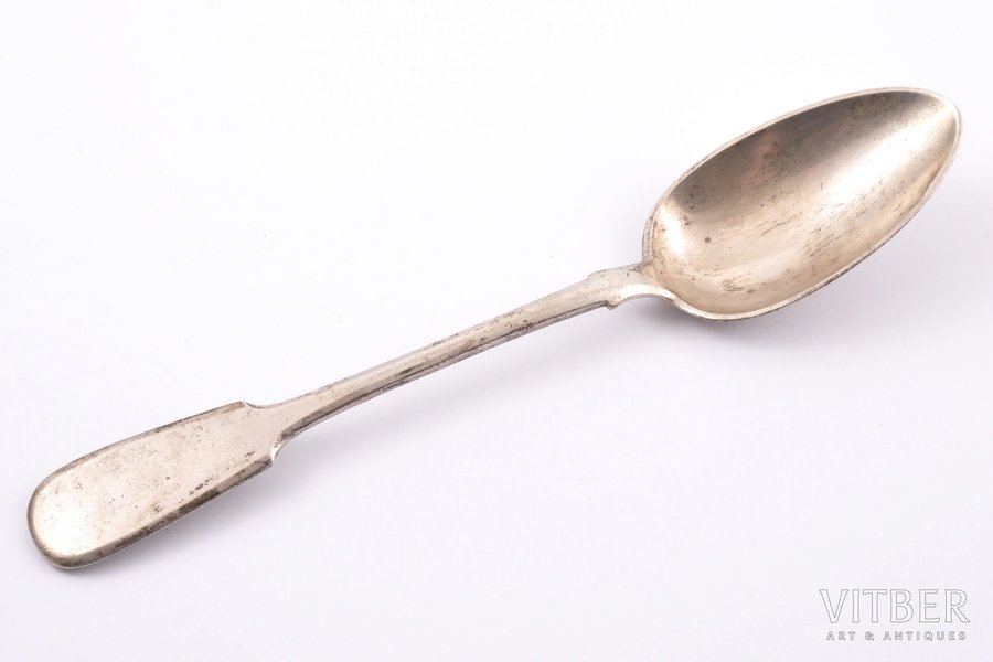 soup spoon, silver, 84 standard, 76.40 g, 21.1 cm, workshop of Pavel Ovchinnikov, 1892, Moscow, Russia