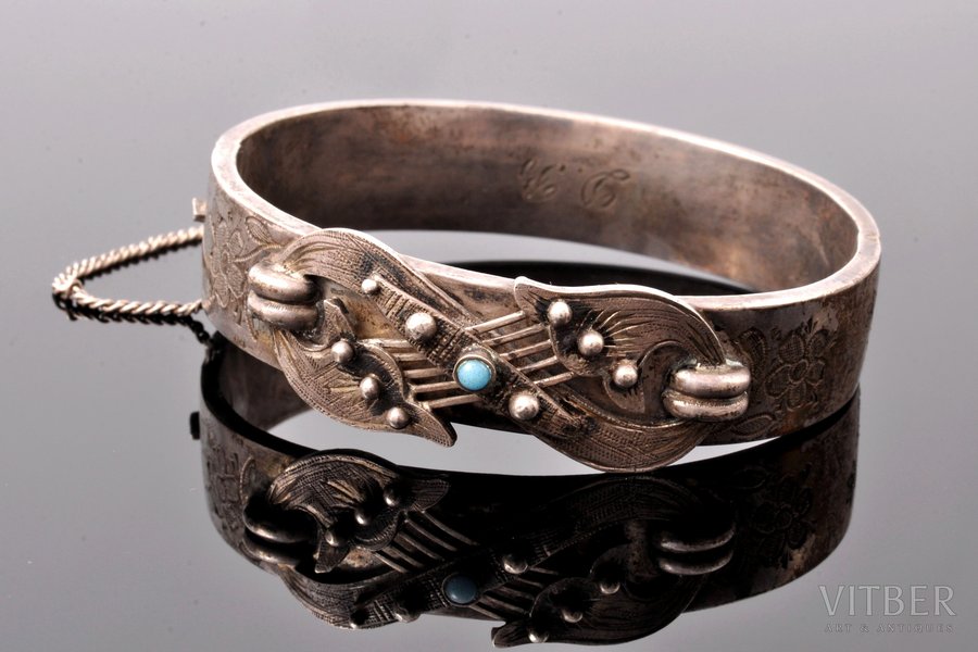 a bracelet, silver, 84 standard, 28.55 g., the item's dimensions Ø 6.1-5.1 cm, 1880-1890, by Nikolay Chulkov, Kostroma, Russia