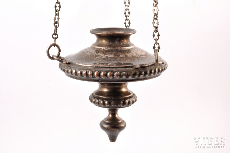 icon lamp, silver plated, the border of the 19th and the 20th centuries, 46 cm, Ø 10.9 cm, Ø (inside) 3 cm