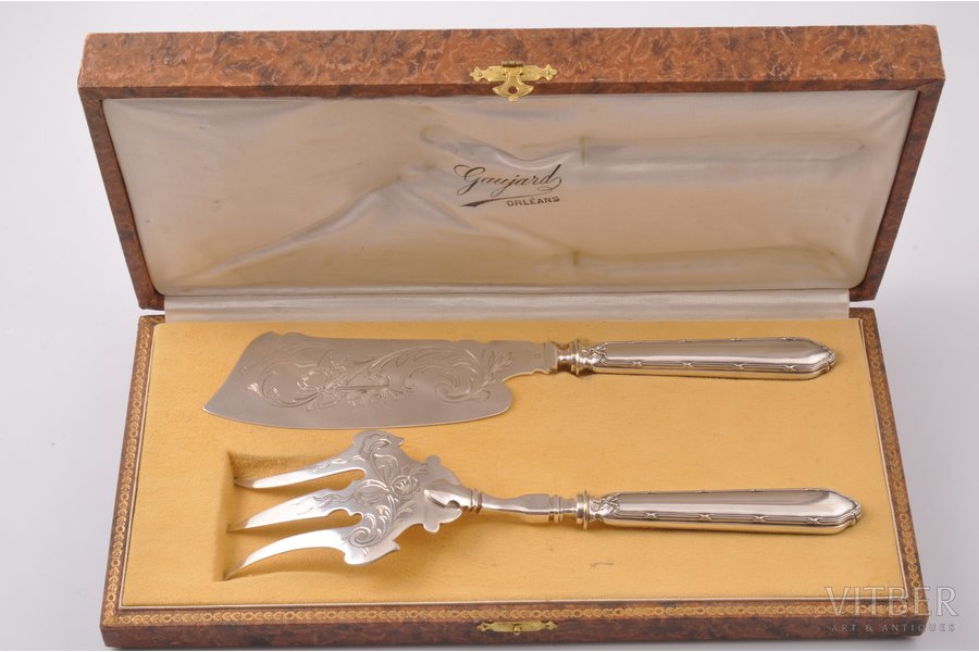 fish serving set, silver, (silver + metal), 950 standard, (общий) 251.30 g, (total) 251.30, 26 см / 27 cm, the border of the 19th and the 20th centuries, France