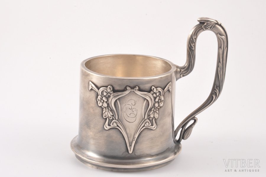 tea glass-holder, silver, memorable gift to Сaptain Semyon Dementyev from the crew of the icebreaker Solovey Budimirovich, 84 standard, 198.15 g, Ø (внутренний) 6.8 cm, Ø (inner) 6.8 cm, 1908-1916, Moscow, Russia