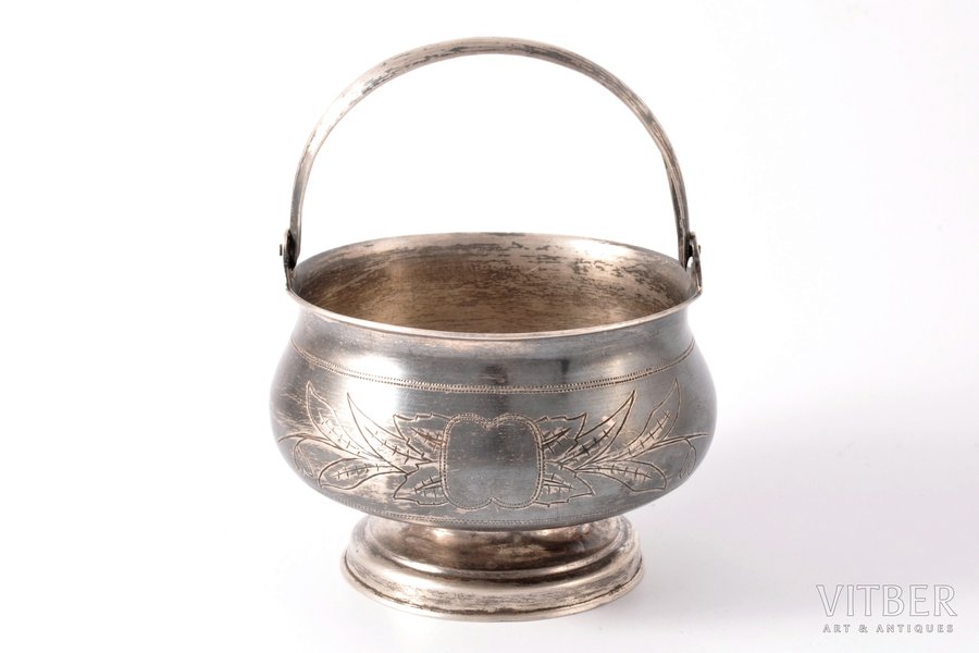 candy-bowl, silver, 84 standard, 134.45 g, engraving, Ø 9.7 cm, h (with handle) = 12.3 cm, by Israel Eseevich Zakhoder, 1893, Kiev, Russia