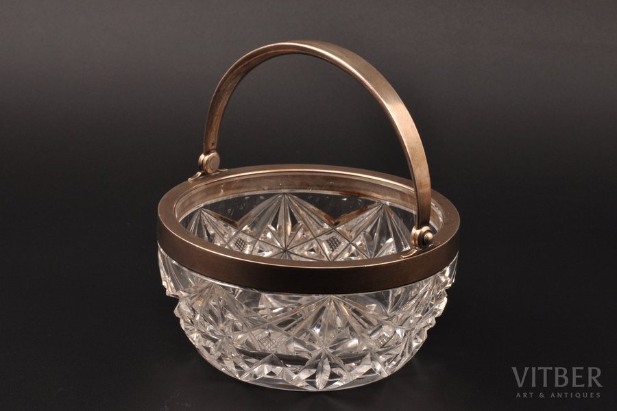 candy-bowl, silver, crystal, 84 standard, Ø 10.5 cm, Russia
