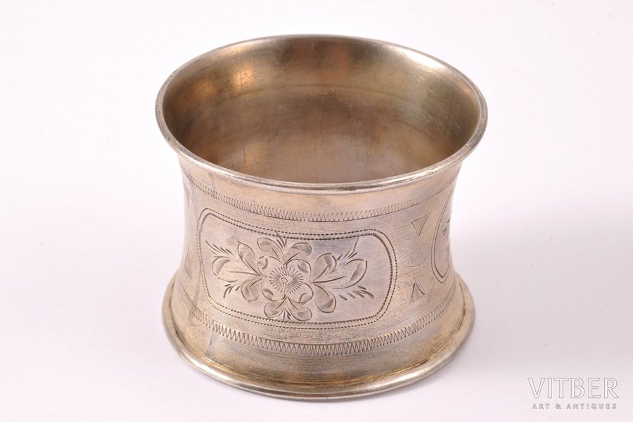 serviette holder, silver, 84 standard, 26.15 g, engraving, h 3.7 cm, 188(?), Moscow, Russia