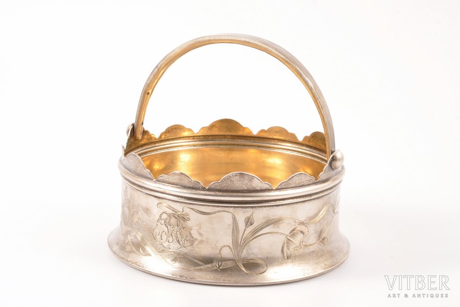 candy-bowl, silver, 84 standard, 193.60 g, engraving, Ø 10.6 cm, 1899-1908, Moscow, Russia