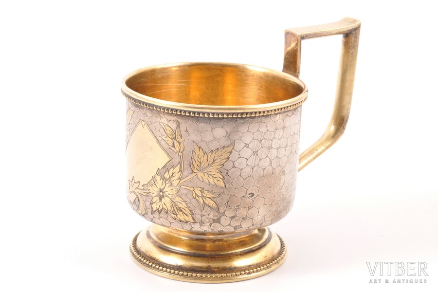 tea glass-holder, silver, 84 standart, engraving, 1893, 108 g, Fyodor Yartsev's workshop, Moscow, Russia, Ø (inner) 6.3 cm