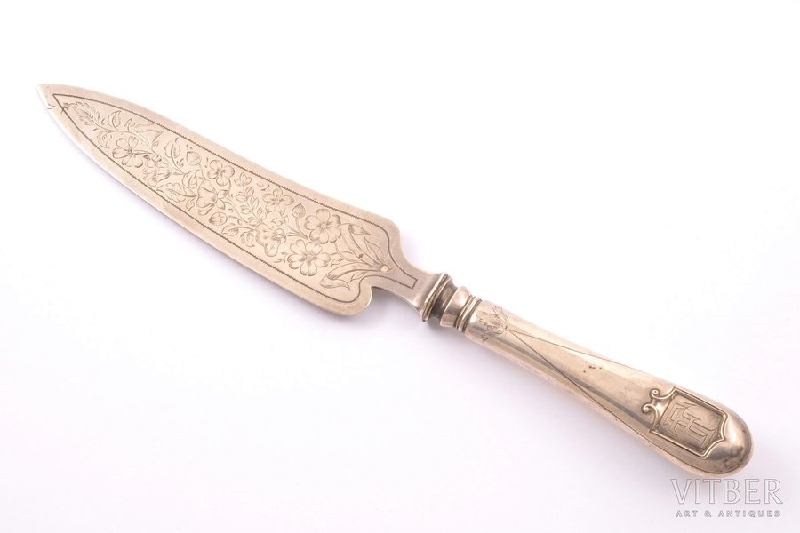 serving knife, silver, 950 standard, 110.50 g, 27 cm, by Francois-Auguste Boyer-Callot, the end of the 19th century, France