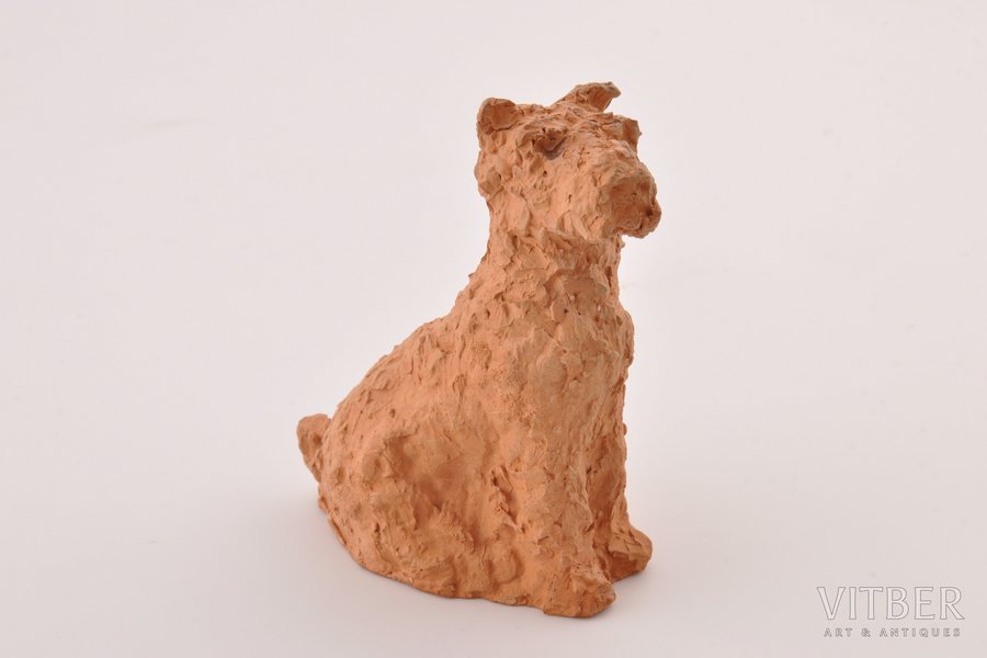 figurine, a Dog, ceramics, Riga (Latvia), USSR, sculpture's work, molder - Yanis Grauds, 1969, 7 cm
