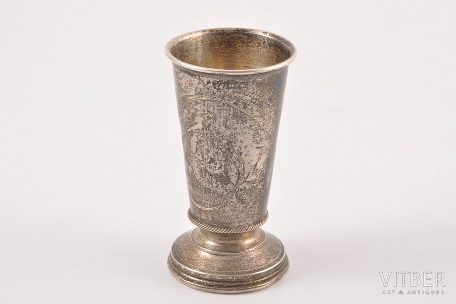 little glass, silver, 84 standard, 31.20 g, engraving, h 7 cm, 1908-1916, Kostroma, Russia