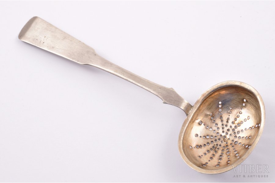 sieve spoon, silver, 84 standard, 16.55 g, 13.8 cm, 1838, Moscow, Russia