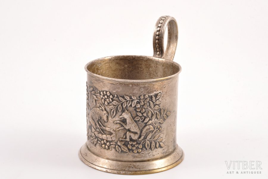 tea glass-holder, german silver, USSR, the 50-60ies of 20th cent., Ø (inside) 6.6 cm