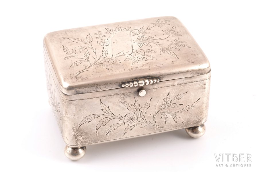 case, silver, 84 standard, 388.80 g, engraving, 13.5 x 10.5 x 8.3 cm, by Klimovich, the end of the 19th century, Minsk, Russia