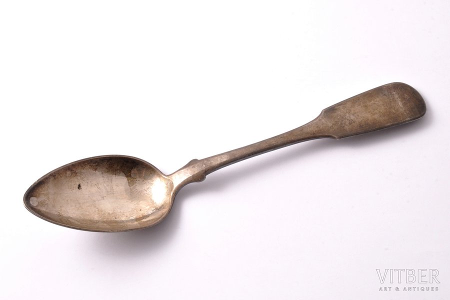 soup spoon, silver, 84 standard, 72.70 g, 21.2 cm, Iganty Sazikov's firm "Sazikov", 1845, Moscow, Russia
