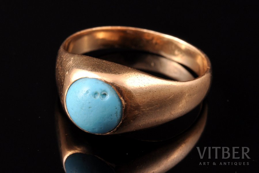 a ring, gold, 56 standard, 3.77 g., the item's dimensions 16.5 cm, turquoise, Moscow, Russia
