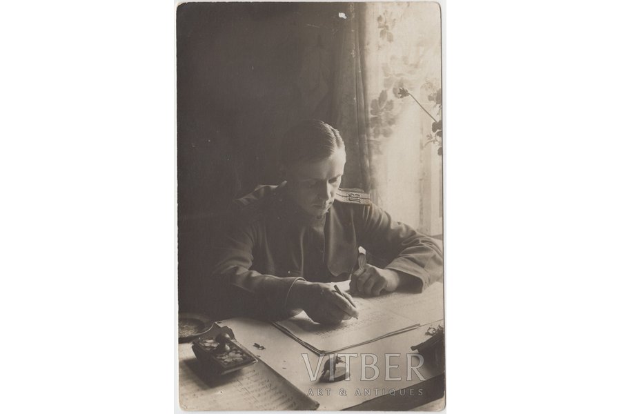 postcard, Arturs Bobkovics, Kapellmeister of the Latvian Riflemen Reserve regiment, 9 x 13.5 cm