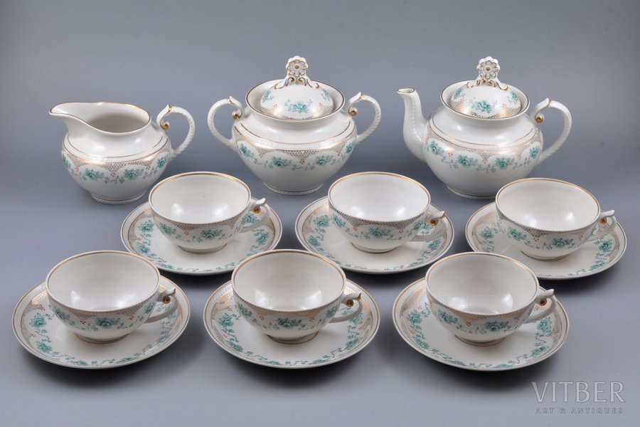 service, for 6 persons (15 items), porcelain, Rīga porcelain factory, Riga (Latvia), USSR, the 50-60ies of 20th cent., second grade