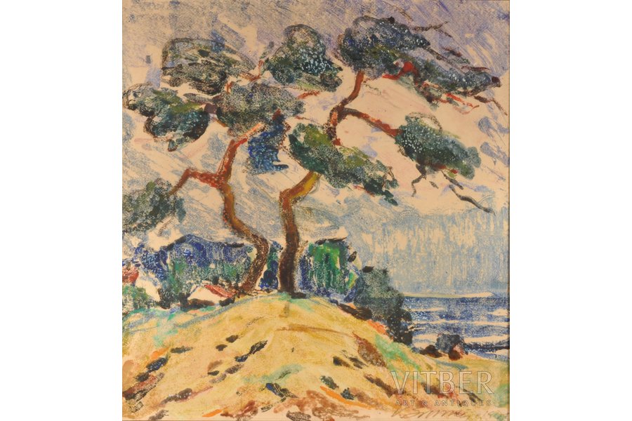 Svirskis Vitolds (1919 - 1991), Pie jūras, 20. gs. 70-80tie gadi, kartons, pastelis, 64.2 x 60 cm