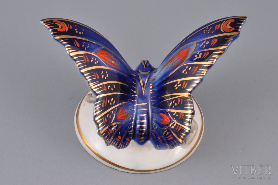 figurine, Butterfly, porcelain, Riga (Latvia), USSR, Riga porcelain factory, the 50ies of 20th cent., h 5.2 cm, top grade