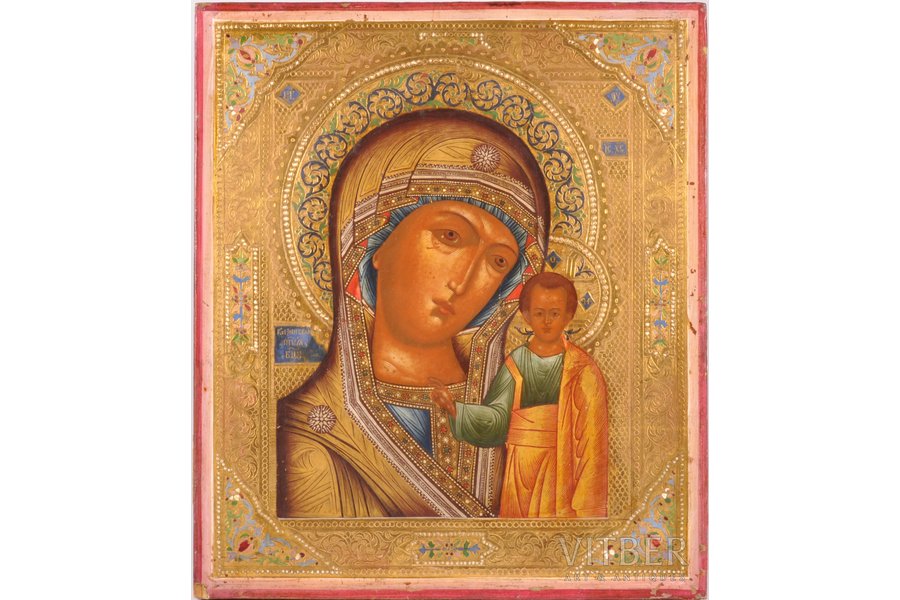 icon, Our Lady of Kazan, board, painting, guilding, enamel, Russia, the border of the 19th and the 20th centuries, 31 x 26.7 x 2.1 cm, Moscow School of Iconography