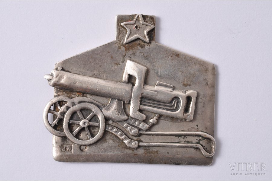 badge, to the Best Machine Gunner, military district of Ukraine, 1929, USSR, 1929, 28.4 x 32.8 mm, 6.65 g