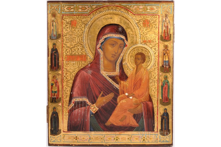икона, Старорусская икона Божией Матери, доска, живопиcь, золочение, Российская империя, 35.5 x 30.8 x 2.2 см