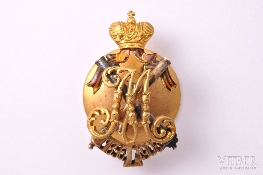 badge, 50 years of patronage of artillery, Russia, beginning of 20th cent., 50.5 x 29.2 mm, 17.65 g