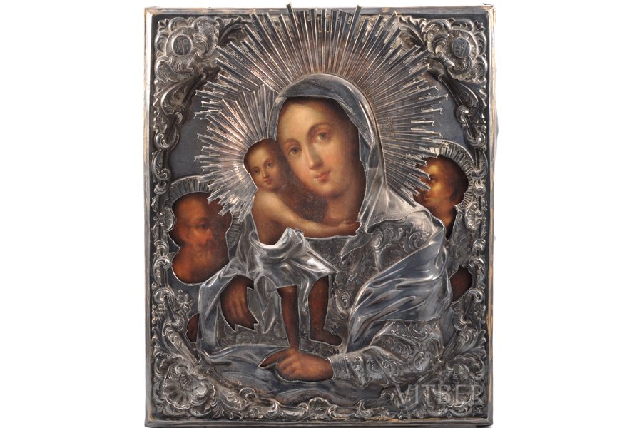 ikona, Vissvētās Dievmātes ikona "Trīs Prieki", dēlis, sudrabs, gleznojums, 84 prove, Krievijas impērija, 1845 g., 31 x 26 x 2.6 cm, (uzlika) 393.70 g.