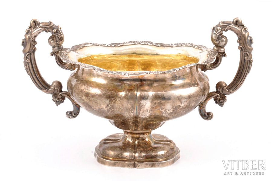 candy-bowl, silver, 84 standard, 489.45 g, gilding, 25 x 15 x 15.5 cm, 1851, Riga, Russia