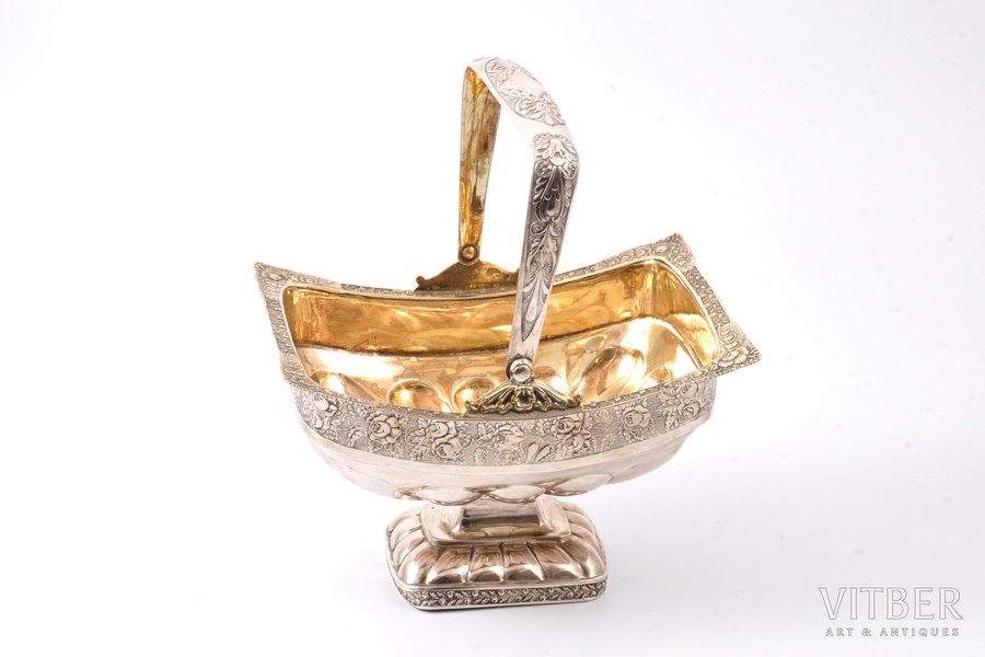 candy-bowl, silver, 84 standard, 287.20 g, gilding, h (with handle) 18.8 cm, Modig Elias, 1826, St. Petersburg, Russia