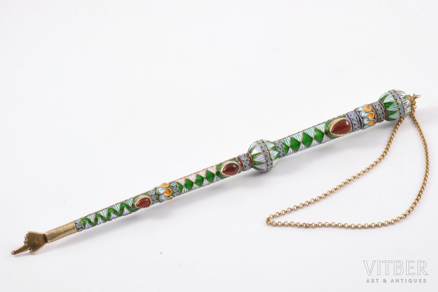 yad (pointer), silver, 925 standard, 27.95 g, painted enamel, 18.5 cm, the 90ies of 20th cent.