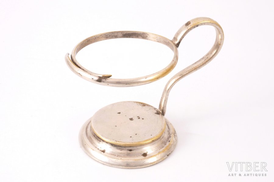 tea glass-holder, Schiffers & Co, Warszawa, silver plated, Russia, Congress Poland, the 20ties of 20th cent., Ø (inside) = 7.1 cm, h (with handle) = 8.4 cm