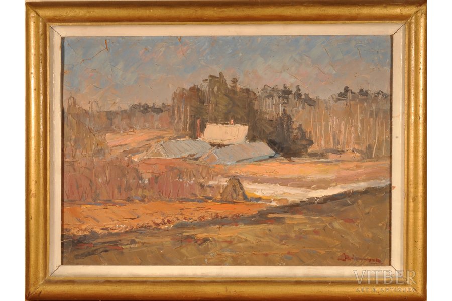 Rikmanis Janis (1901-1968), Landscape, the 50ies of 20th cent., carton, oil, 35 x 49.5 cm