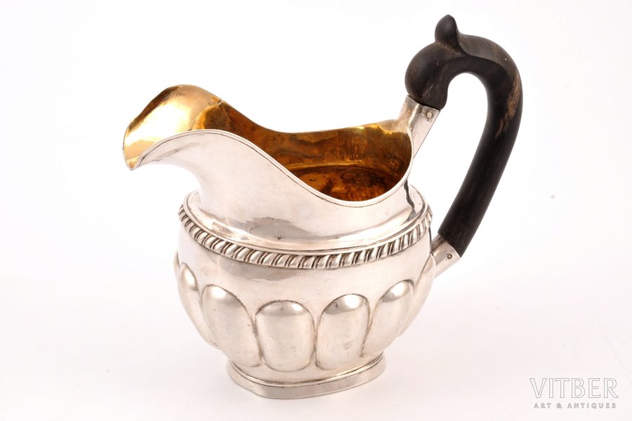 cream jug, silver, 84 standard, 313.35 g, gilding, h 14.1 cm, by Gustav Lindgren, 1816-1826, St. Petersburg, Russia