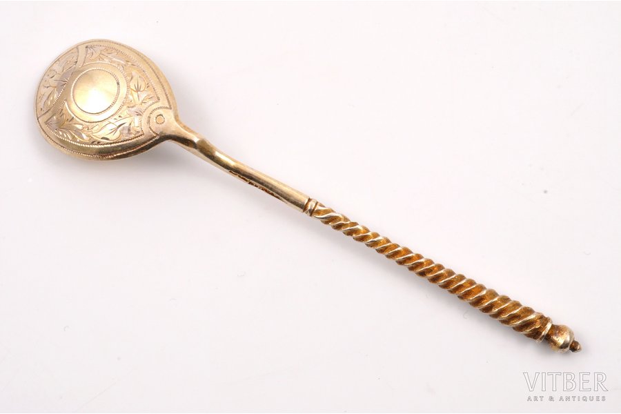 teaspoon, silver, 84 standard, 14.65 g, engraving, 11.2 cm, 1855-1888, Moscow, Russia