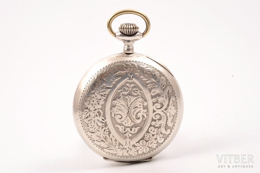 pocket watch, "Qte САЛЬТЕРЪ", Switzerland, the border of the 19th and the 20th centuries, silver, 84, 875 standart, 126.65 g, 7.4 x 5.9 cm, working well