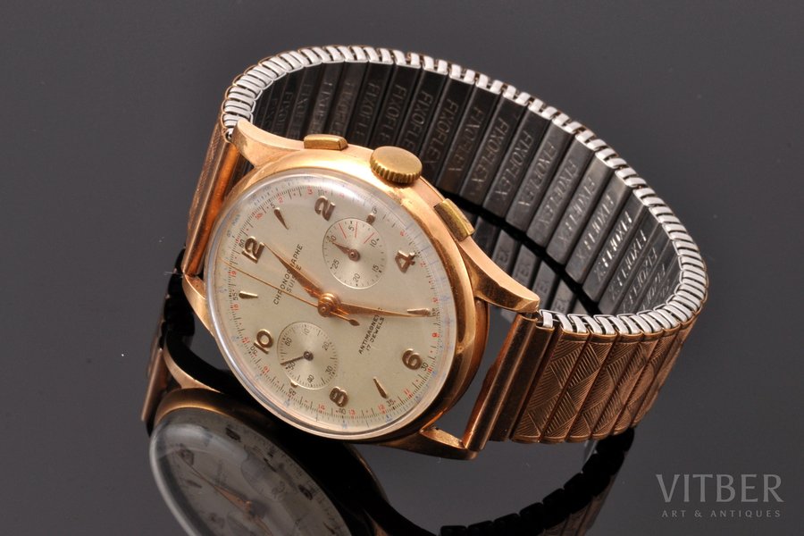 wristwatch, Switzerland, gold, metal, 18 K standart, 73.22 g, Ø 34 mm, working well