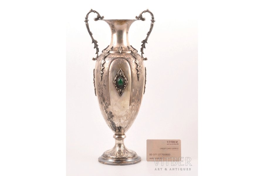 ваза, серебро, 800 проба, 886.5 г, h 36.6 см, начало 20-го века