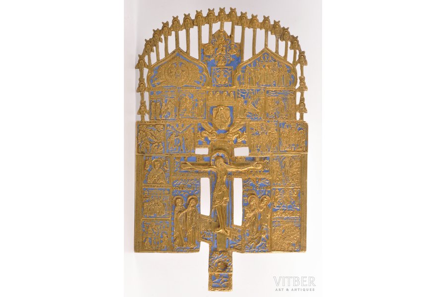 cross, The Crucifixion of Christ, copper alloy, 1-color enamel, Russia, the border of the 19th and the 20th centuries, 38.7 x 23.5 x 0.5 cm (large size), 2250 g.