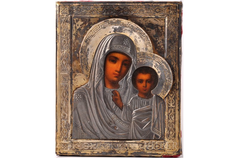 ikona, Dievmāte, dēlis, sudrabs, gleznojums, 84 prove, Krievijas impērija, 1880-1890 g., 17.8 x 14.5 x 2.3 cm