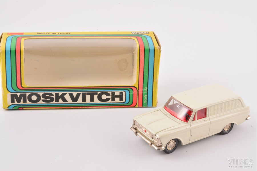 auto modelis, Moskvič 434 Nr. A6, Sarkanā krasa salons, metāls, PSRS, ~ 1977 g.