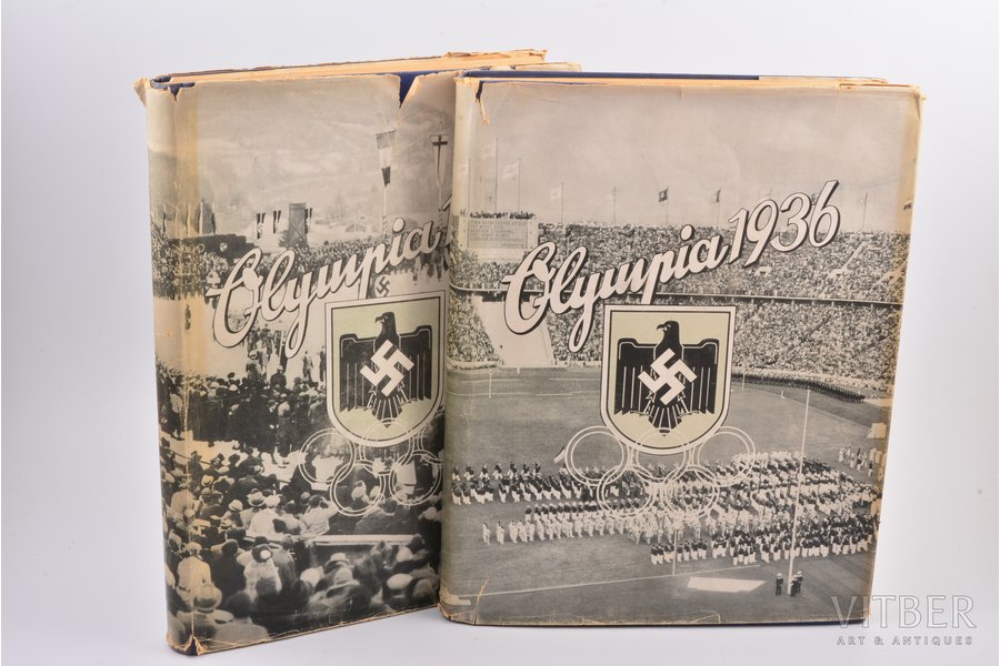 "Die Olympischen Spiele 1936 in Berlin und Garmisch-Partenkirchen", Band 1, band 2, 1936 г., Cigaretten-Bilderdienst, Гамбург, 127 + 165 стр., суперобложка, 31 x 23.2 cm