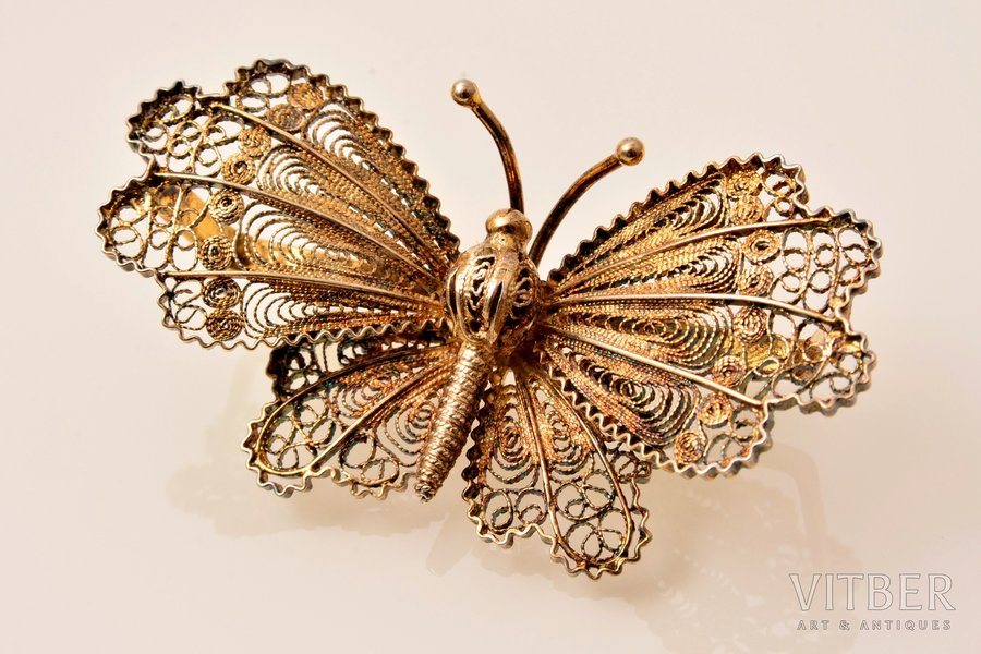 a brooch, "Butterfly", Florence Filigree, silver, 800 standard, 10.46 g., the item's dimensions 5.5 x 2.9 cm