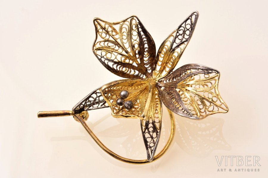 a brooch, "Orchid", Florence Filigree, silver, 925 standard, 7.30 g., the item's dimensions 5.4 x 4.2 cm