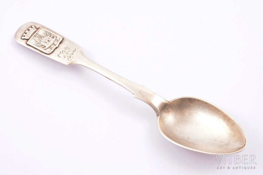teaspoon, silver, 84 standard, 20.80 g, 13.9 cm, by Erik Bakstad, 1880-1899, Riga, Russia