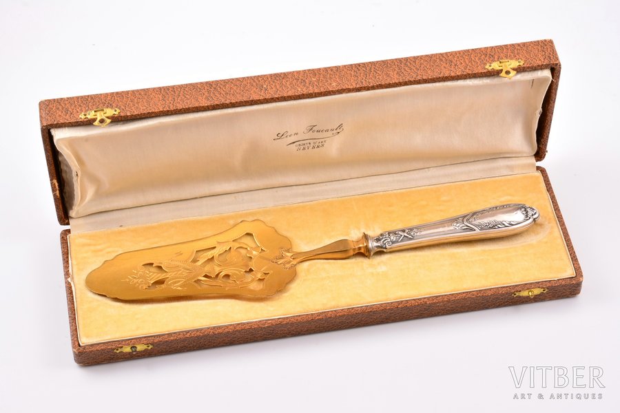 cake server, silver, 950 standard, total weight of item 111.60, metal, 29.6 cm, France, in a box