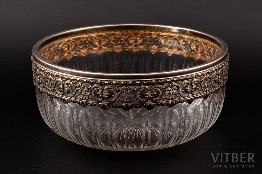 candy-bowl, silver, glass, 950 standard, Ø 19 cm, Louis Ravinet & Charles Denfert, 1891-1912, Paris, France