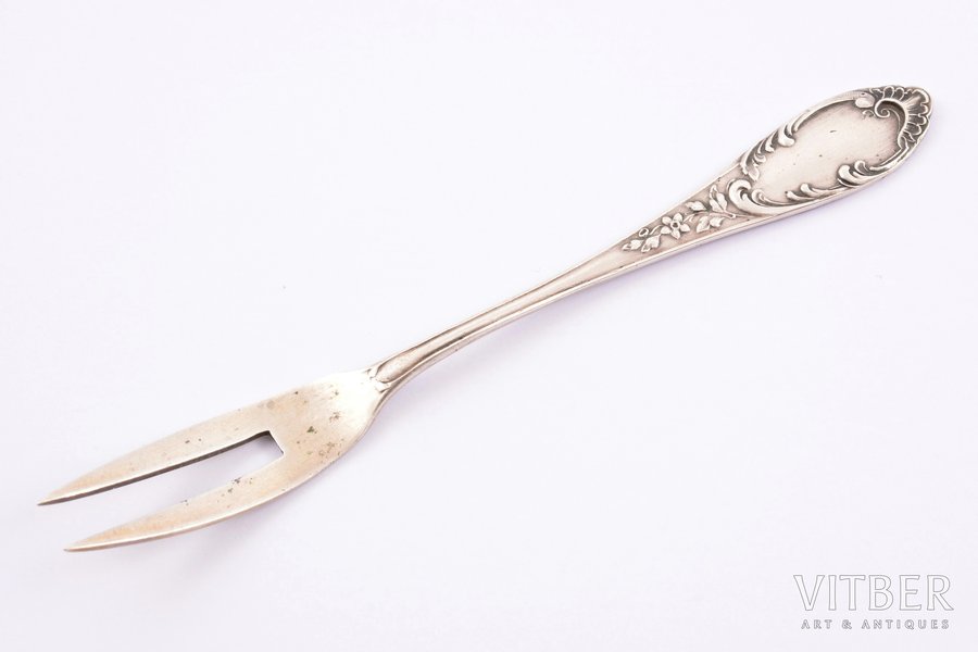 lemon fork, silver, 875 standard, 12.85 g, 12 cm, the 20-30ties of 20th cent., Latvia