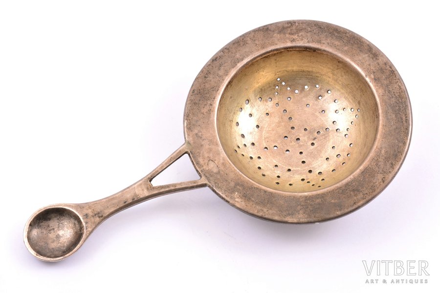 strainer, silver, 84 standard, 68.75 g, 15.4 x 8.6 cm, by Roman Aristarhov, 1894, Moscow, Russia