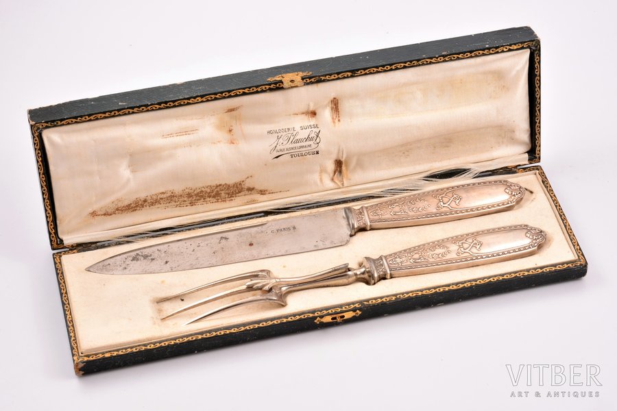 flatware set, silver, 2 items, 950 standard, total weight of items 261.10, metal, 31.8 / 27.6 cm, France, in a box